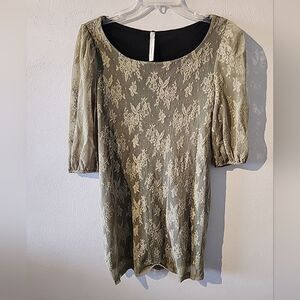 Seventh day Dress Lace Green Mini M MEDIUM Black